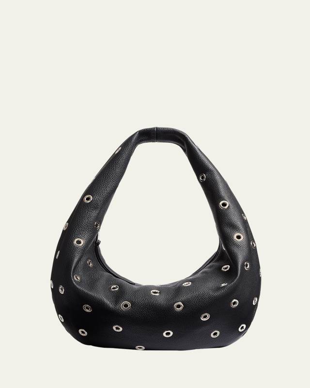 Olivia Medium Grommet Pebbled Calfskin Hobo Bag